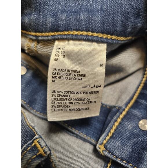 INC Womens Button Down Denim Midi Skirt Size 10 Stretch Bohemian Moto Preppy - Picture 5 of 7